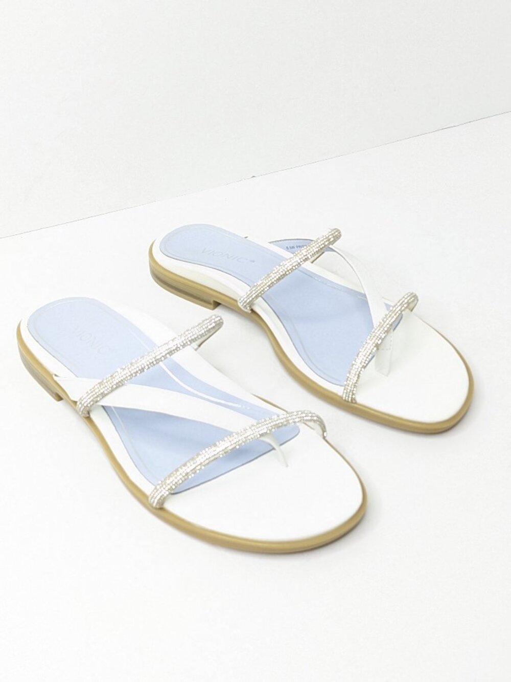 Vionic Prism Slide Sandals White Silver Women's 6.5 Wide